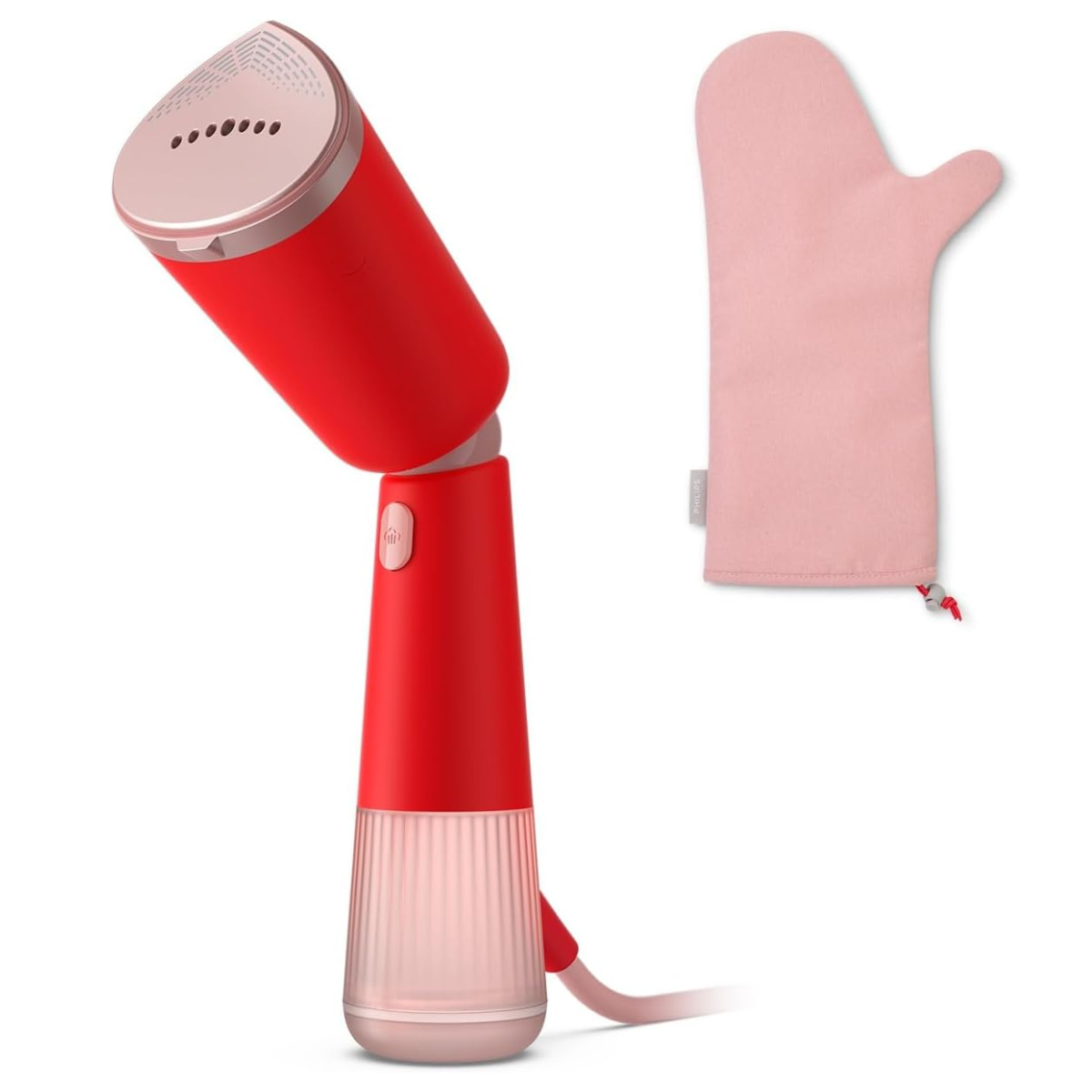 red and pink clothes steamer