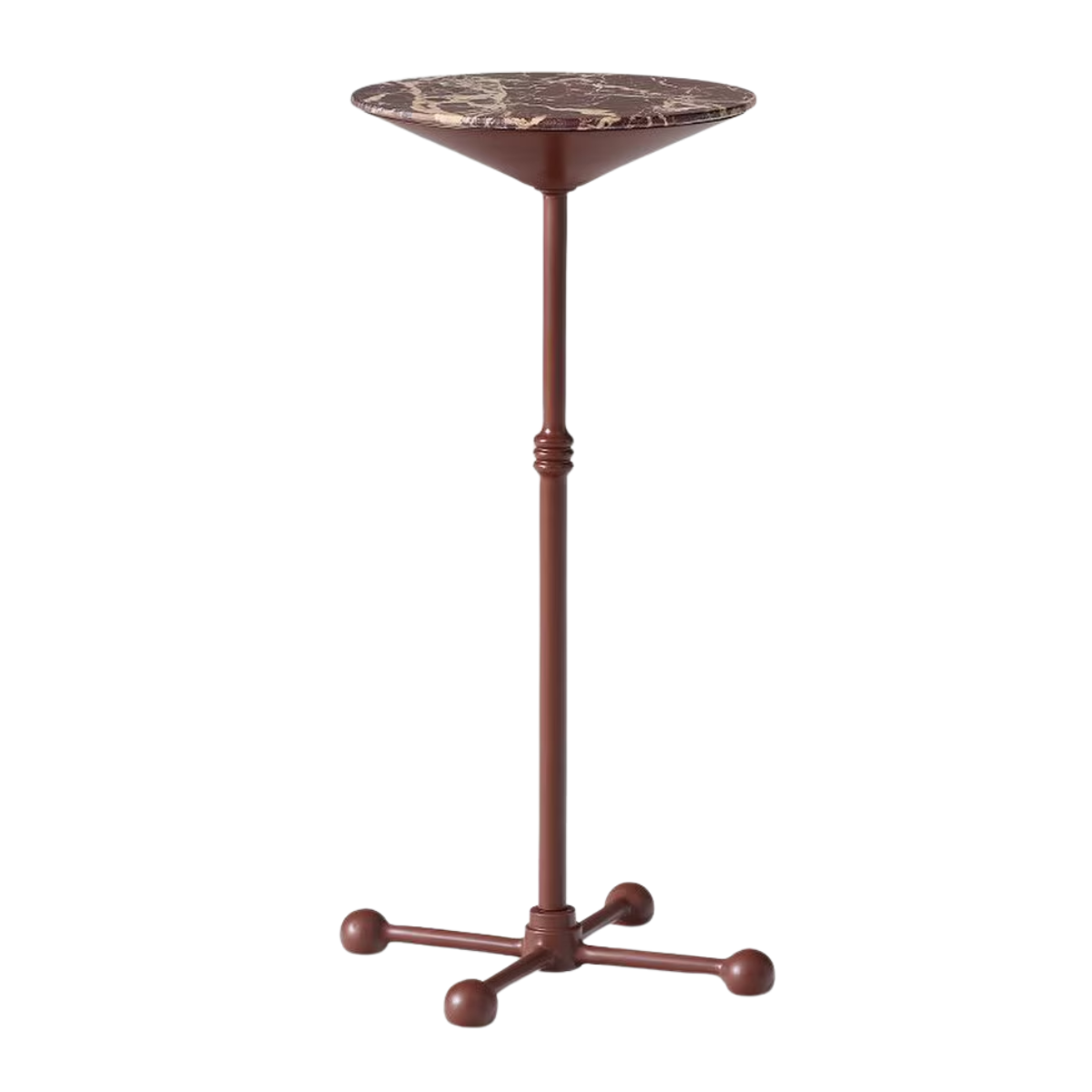 dark brown side table with brown marble top