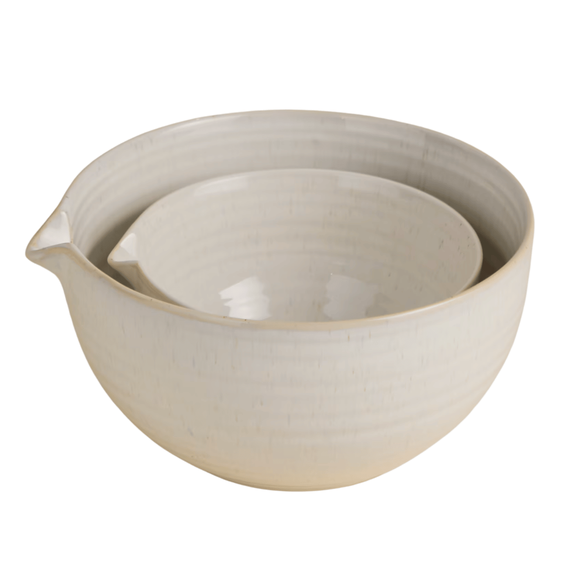 a set of two cream nesting ceramic bowls