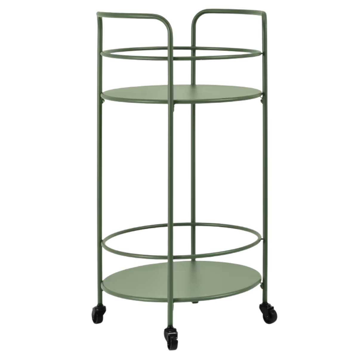 a small round green drinks trolley