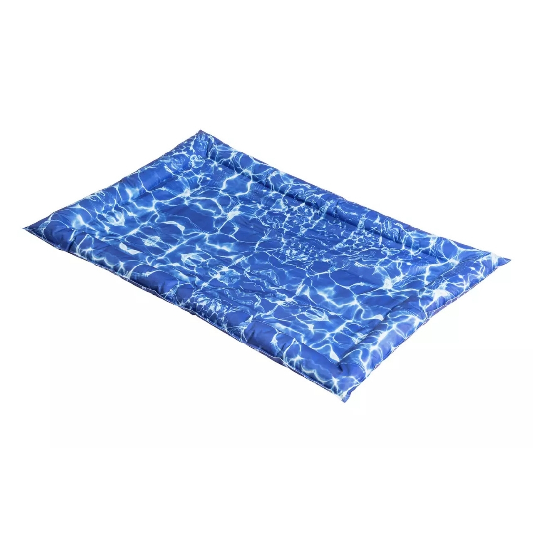 Pet Cooling Crate Mat-Medium pictured in blue design on a white background