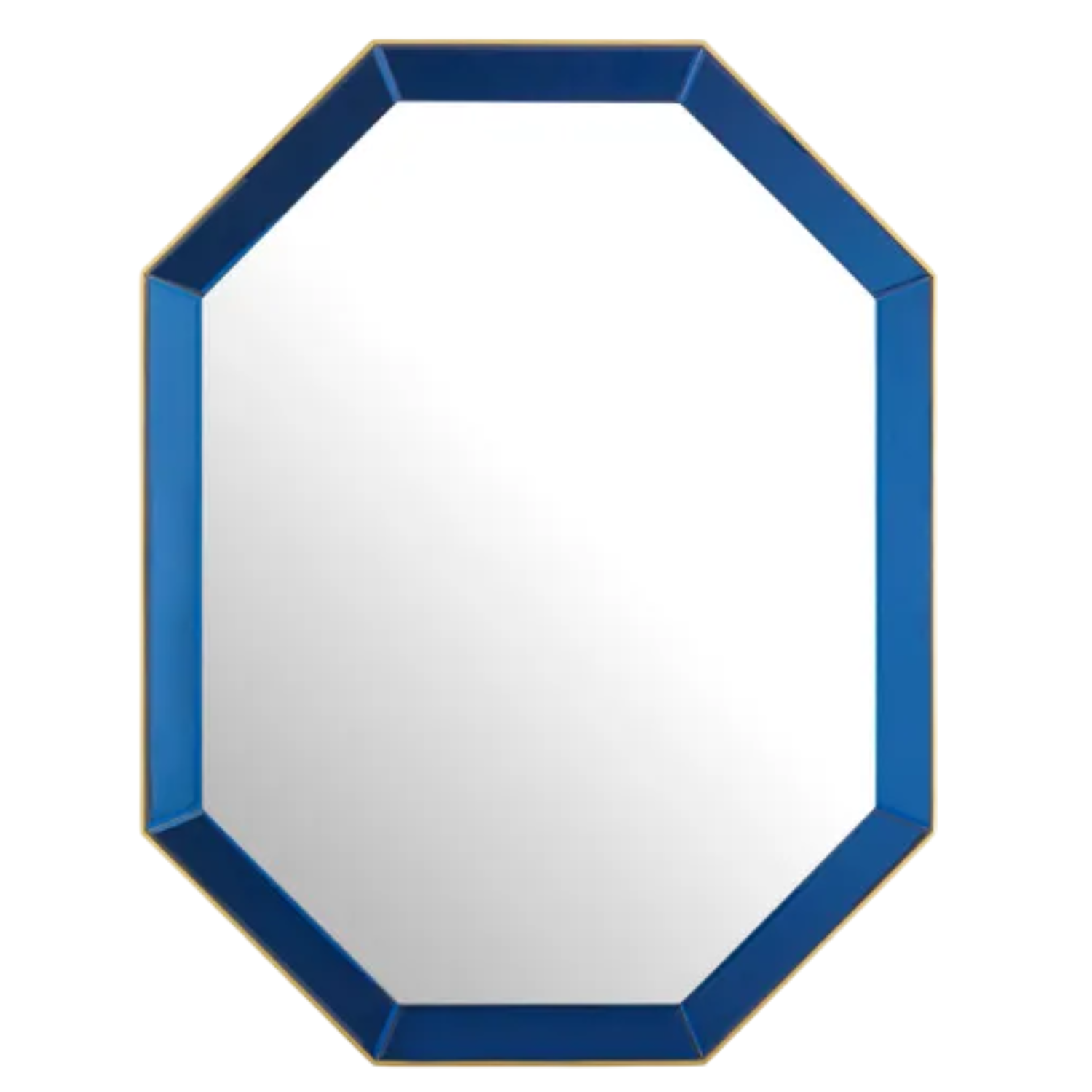 a dark blue octagonal mirror