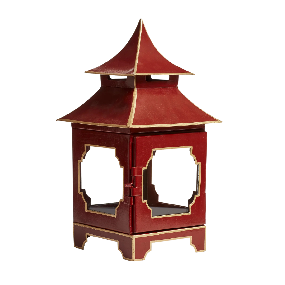 a red pointed glass lantern
