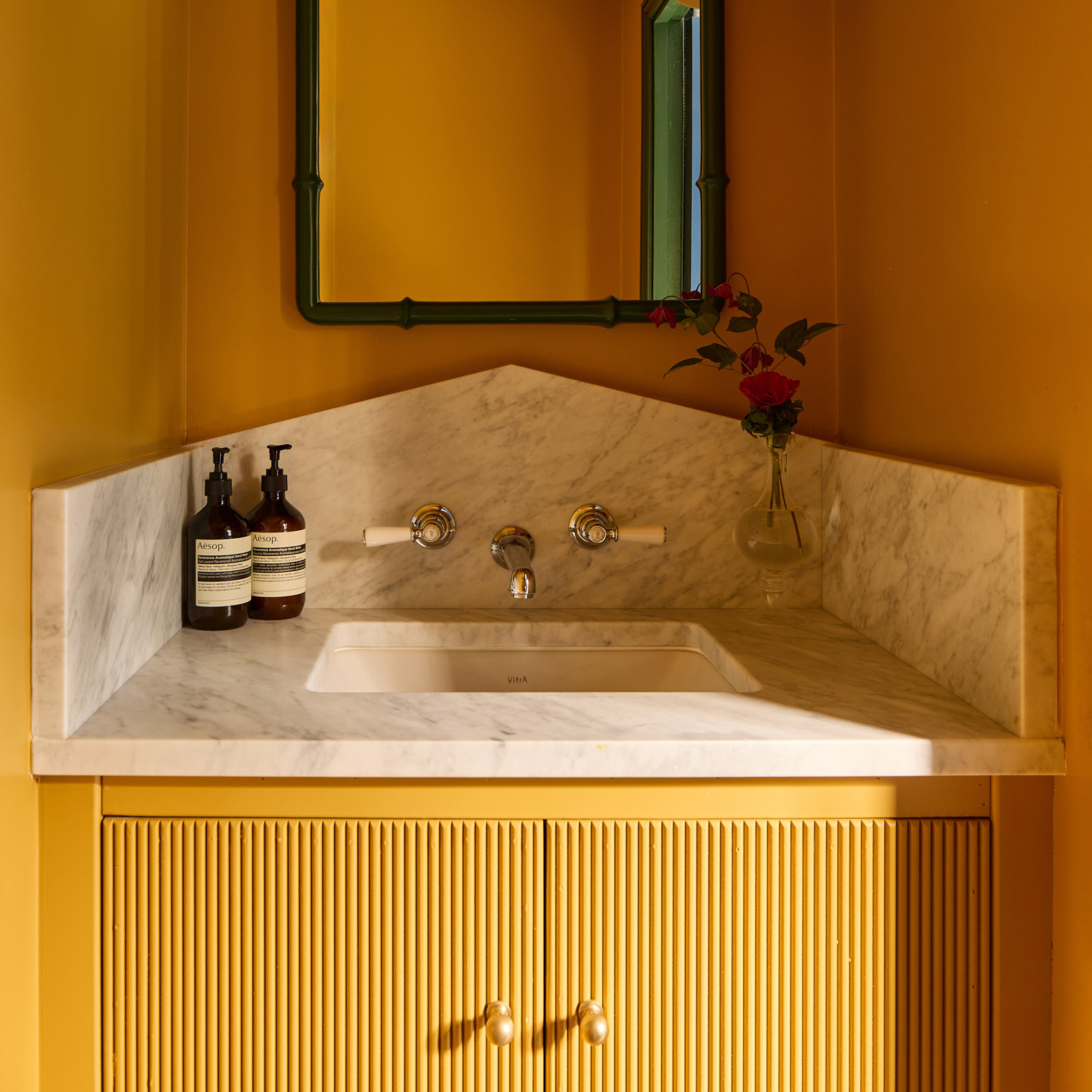 mustard yellow bathroom