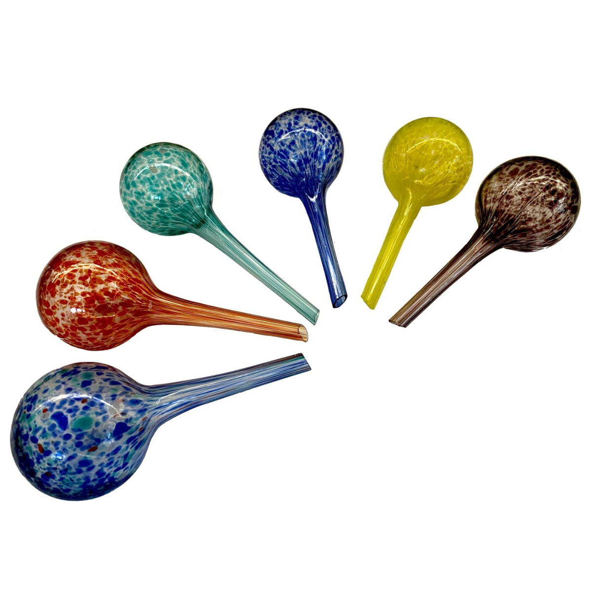 set of 6 colourful plant watering globes