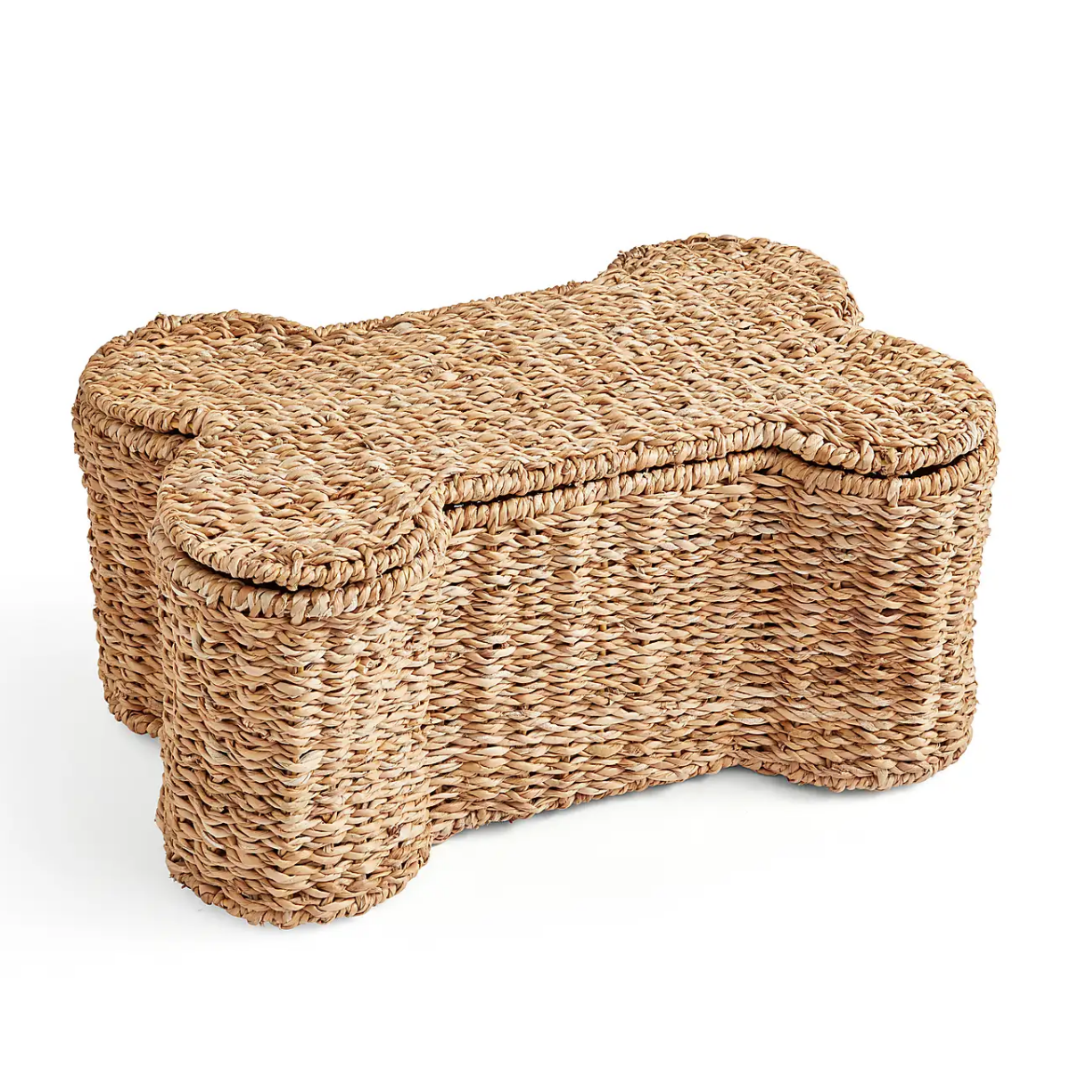 bone shaped rattan pet storage basket with lid