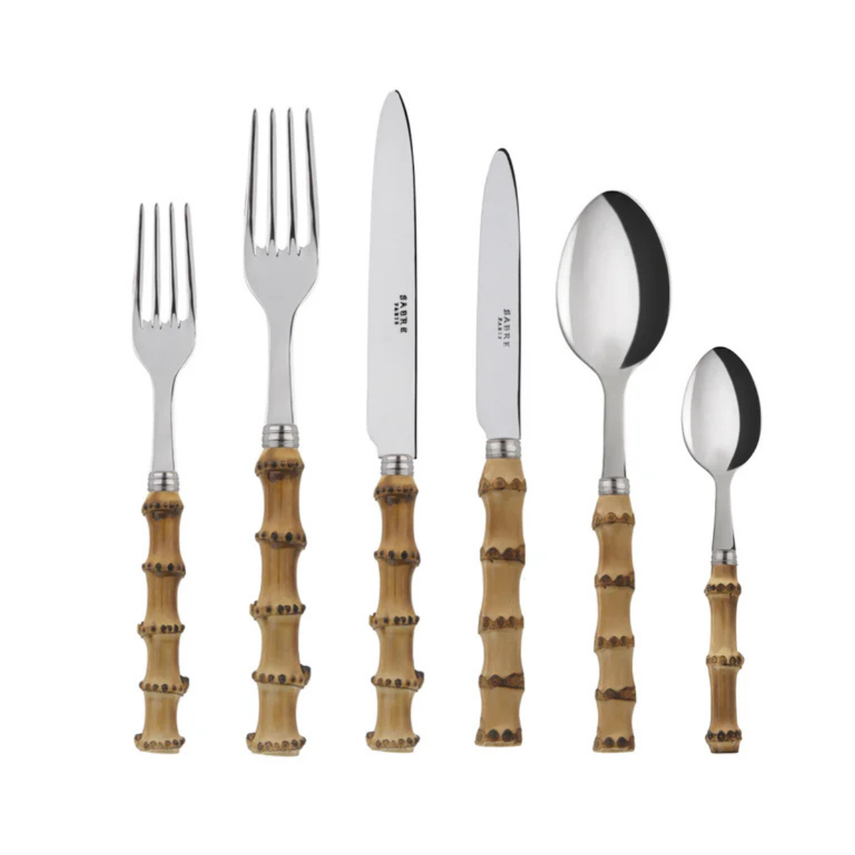 pale brown bamboo handle cutlery set