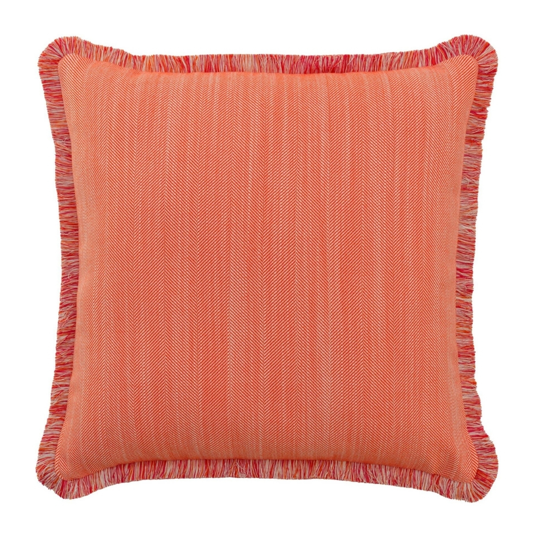 andrew martin luxury outdoor Riviera Spritz Cushion in orange pictured on a white background