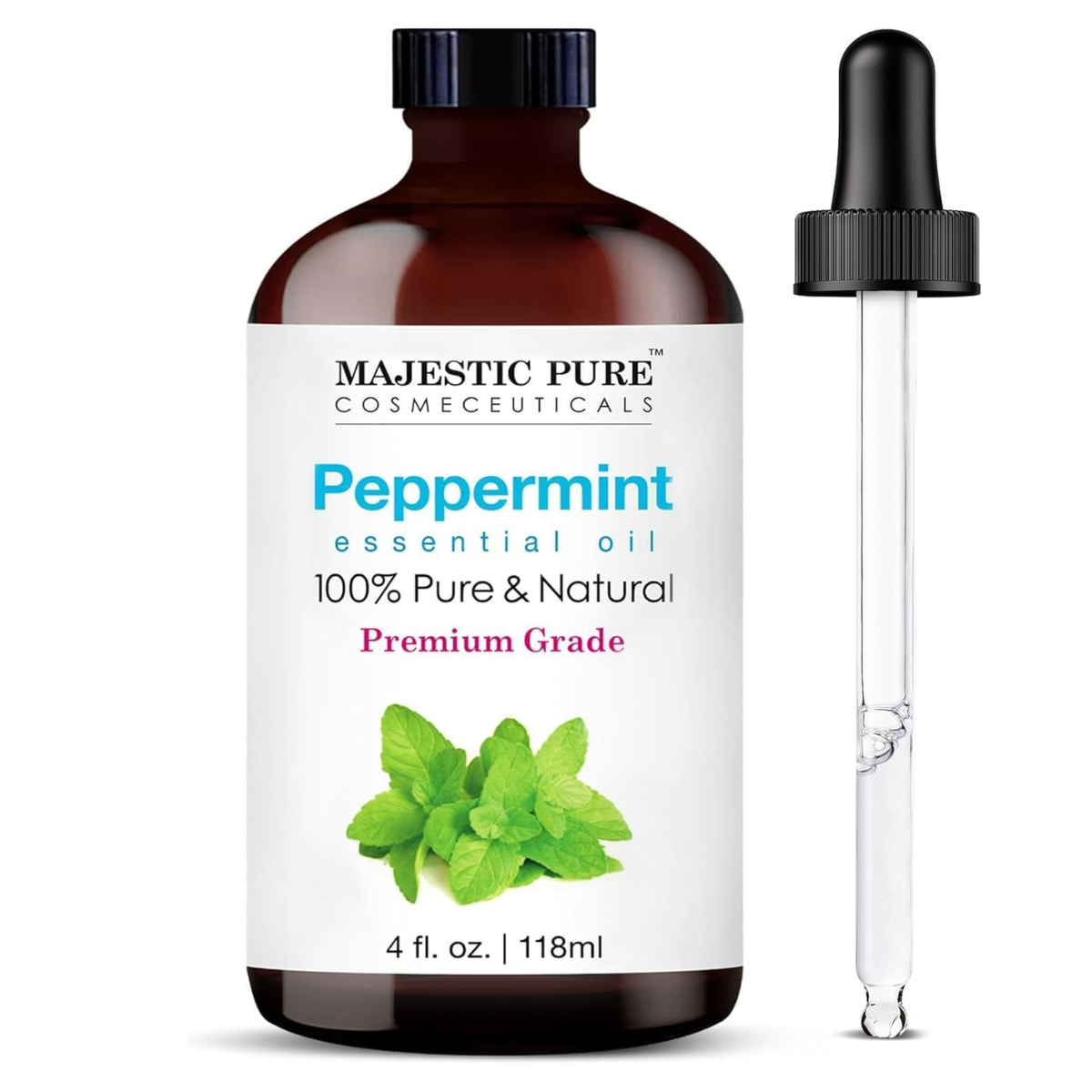 a bottle of pure peppermint essential oil