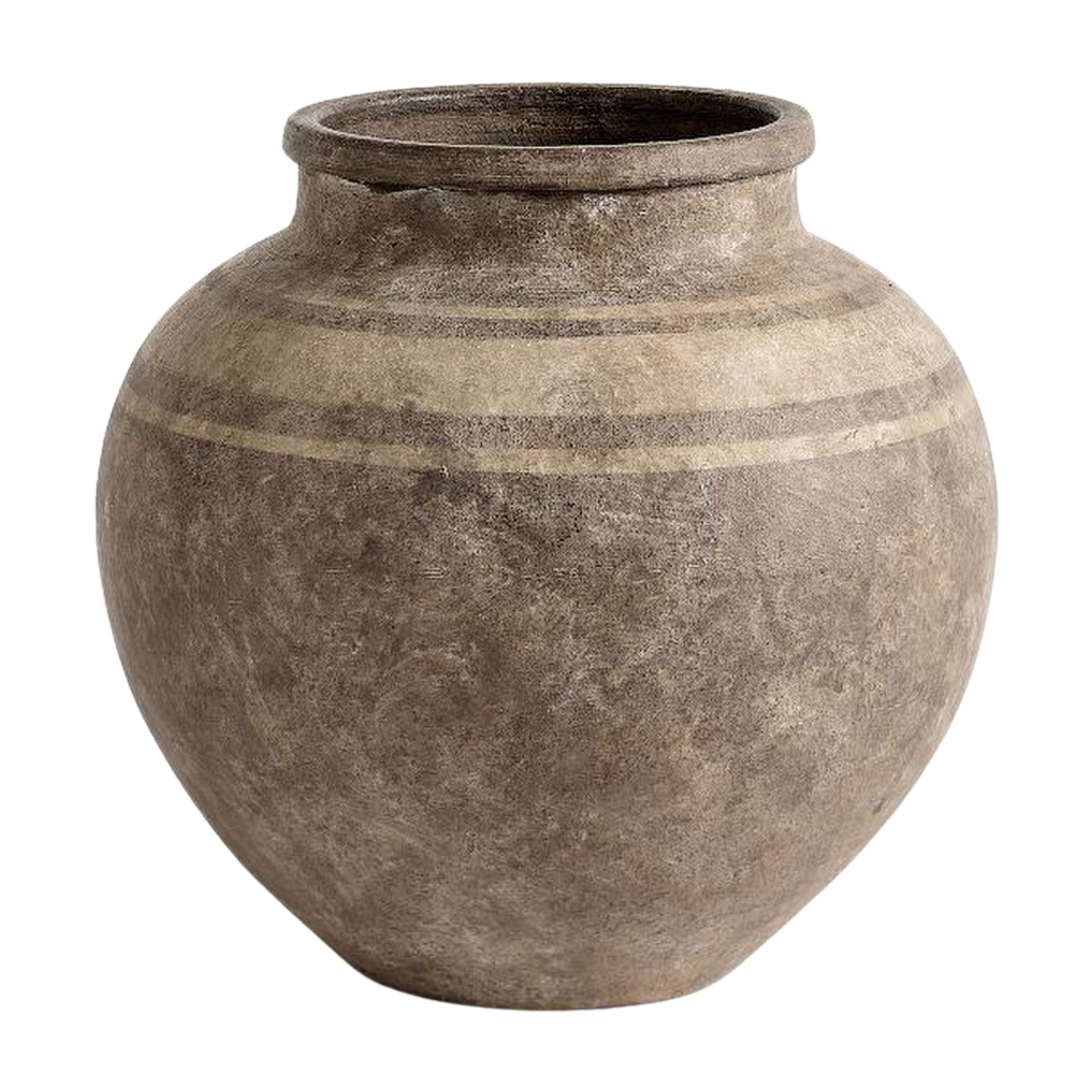 brown round stone vase