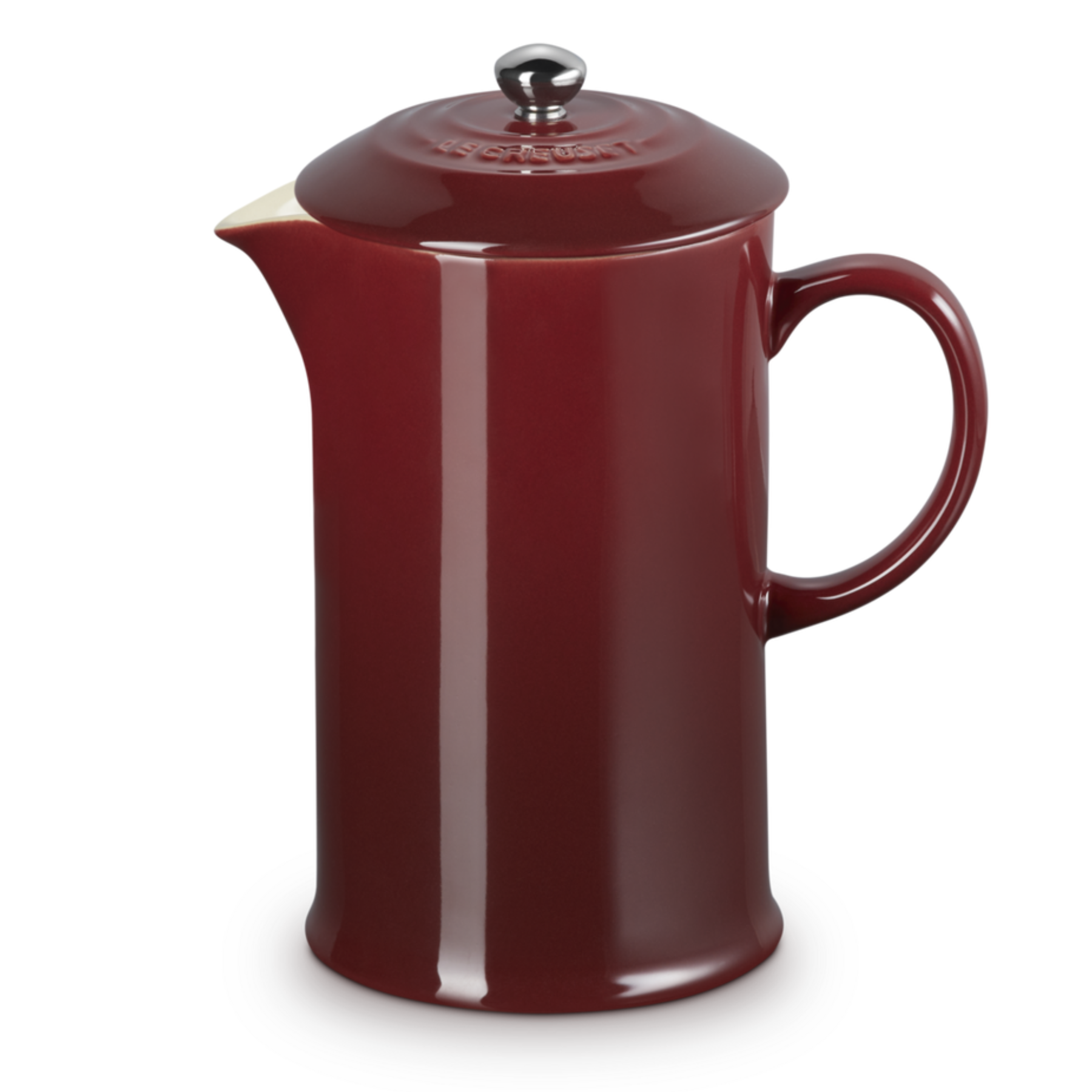 dark red ceramic french press