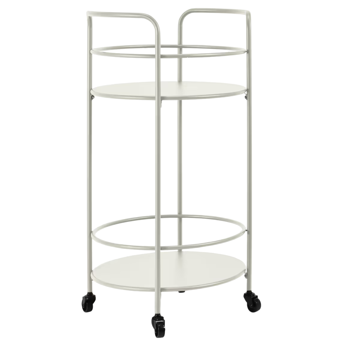 a circle white steel bar cart
