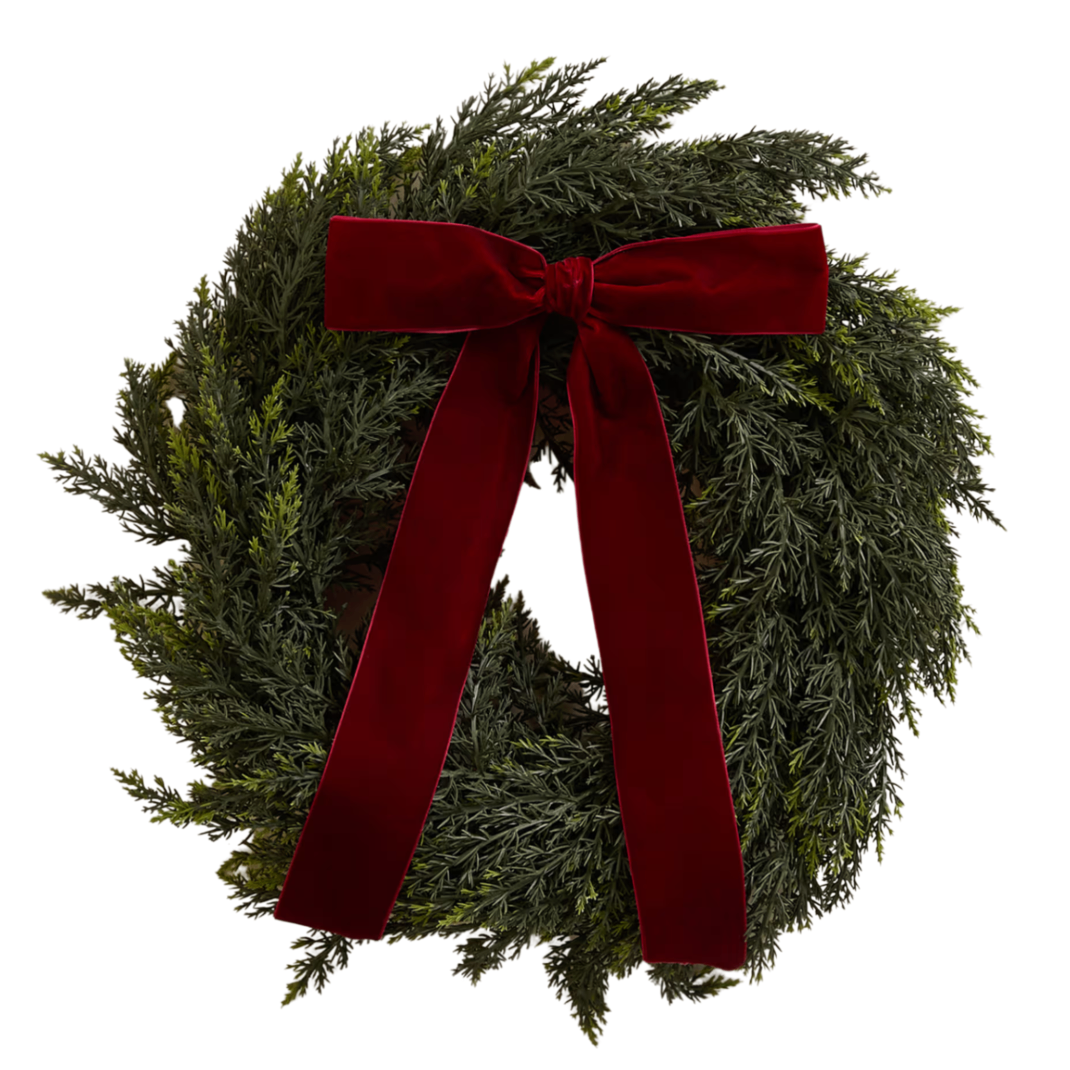 wreath with a red velvet bow