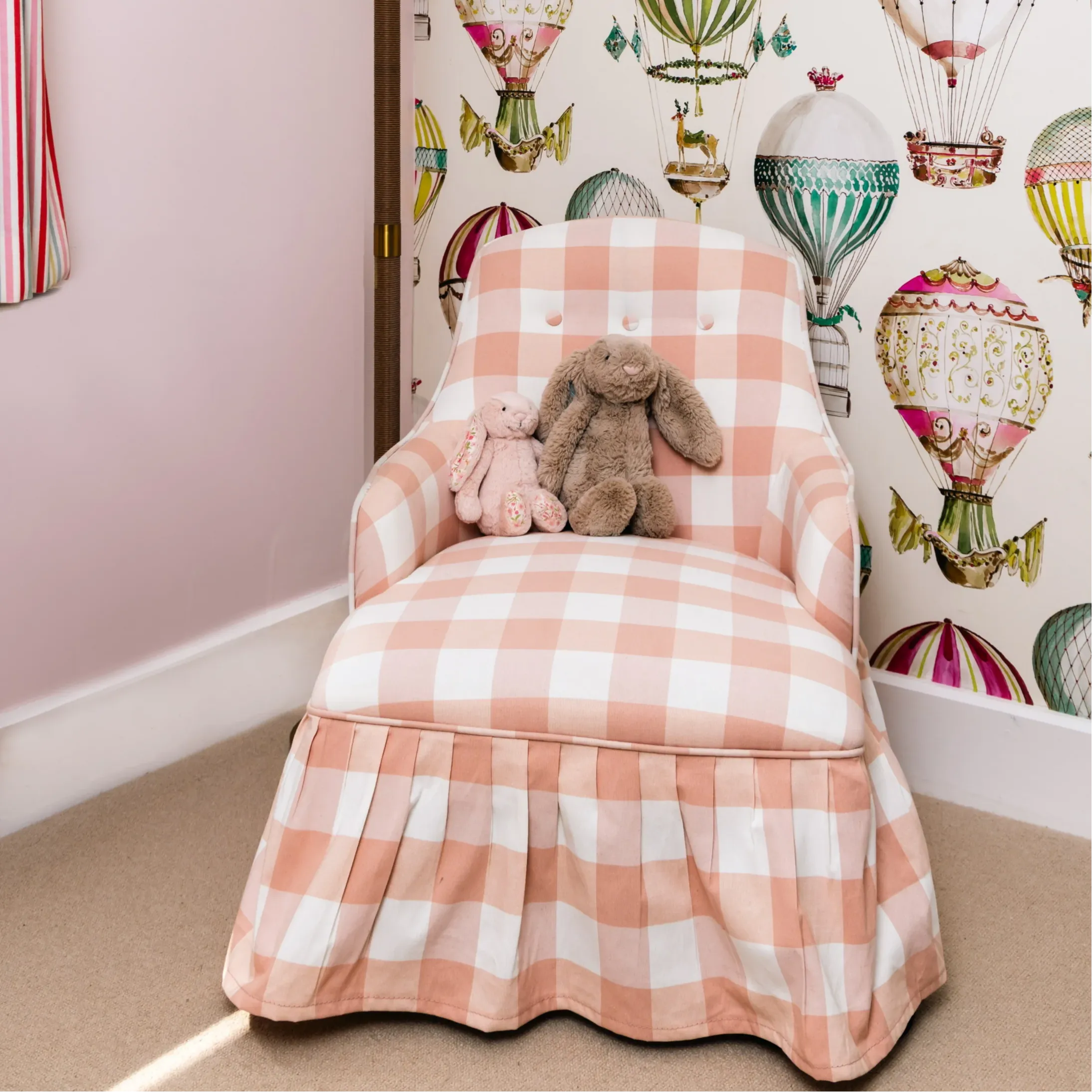 pink gingham chair