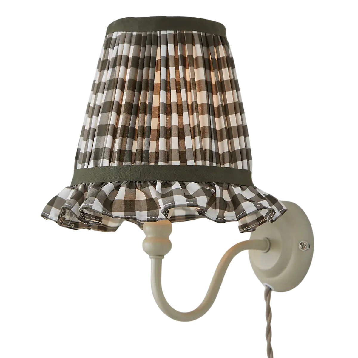 a dark green gingham pleated frilled lampshade
