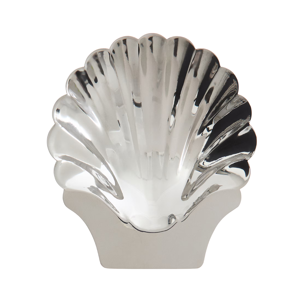 A SILVER SHELL SHAPED SERVING BOWL