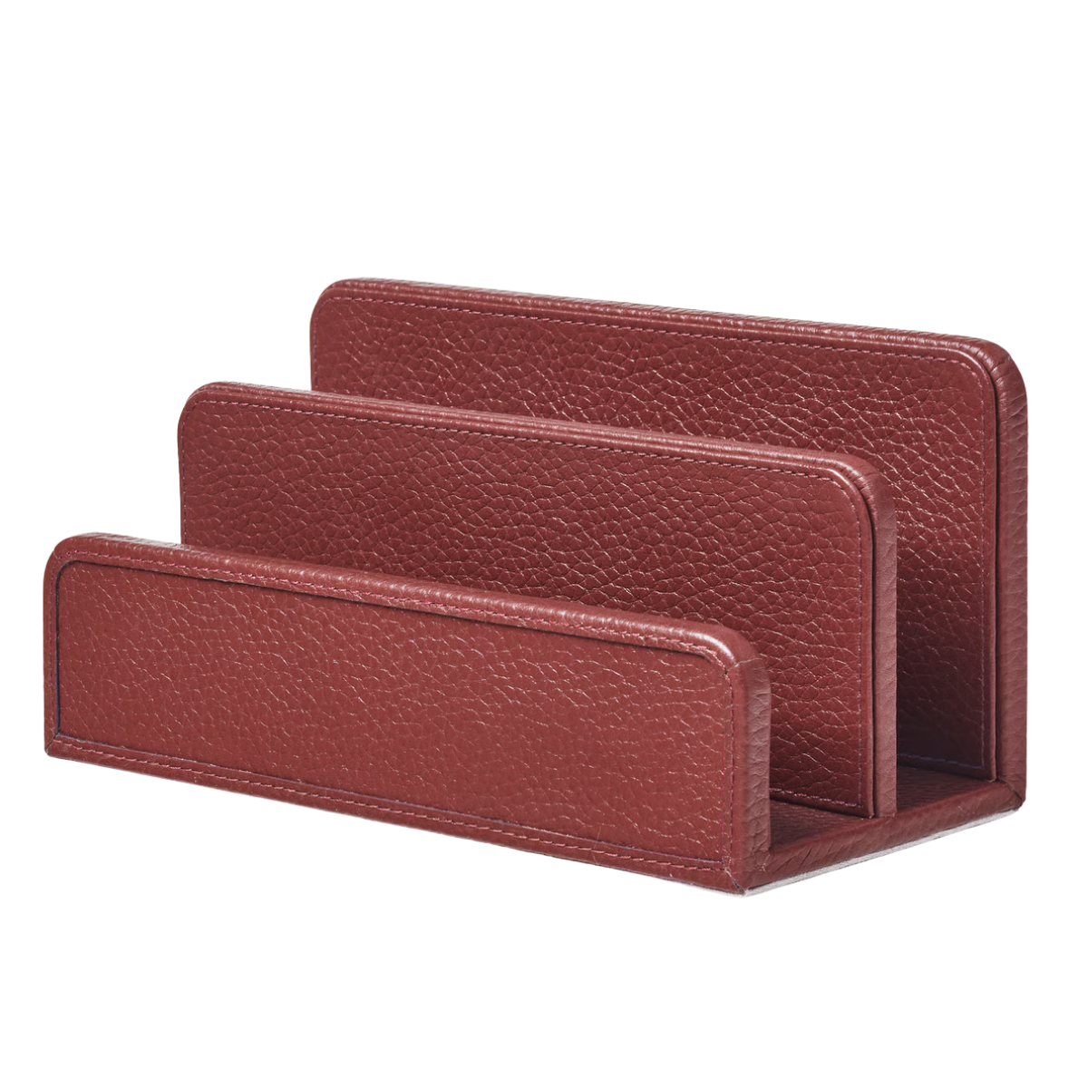 dark red leather letter rack