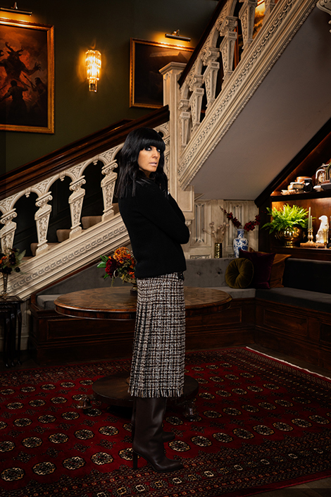 Claudia Winkleman inside the Traitors Castle