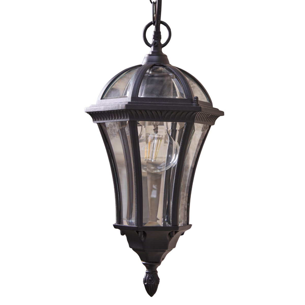 a traditional style black lantern pendant