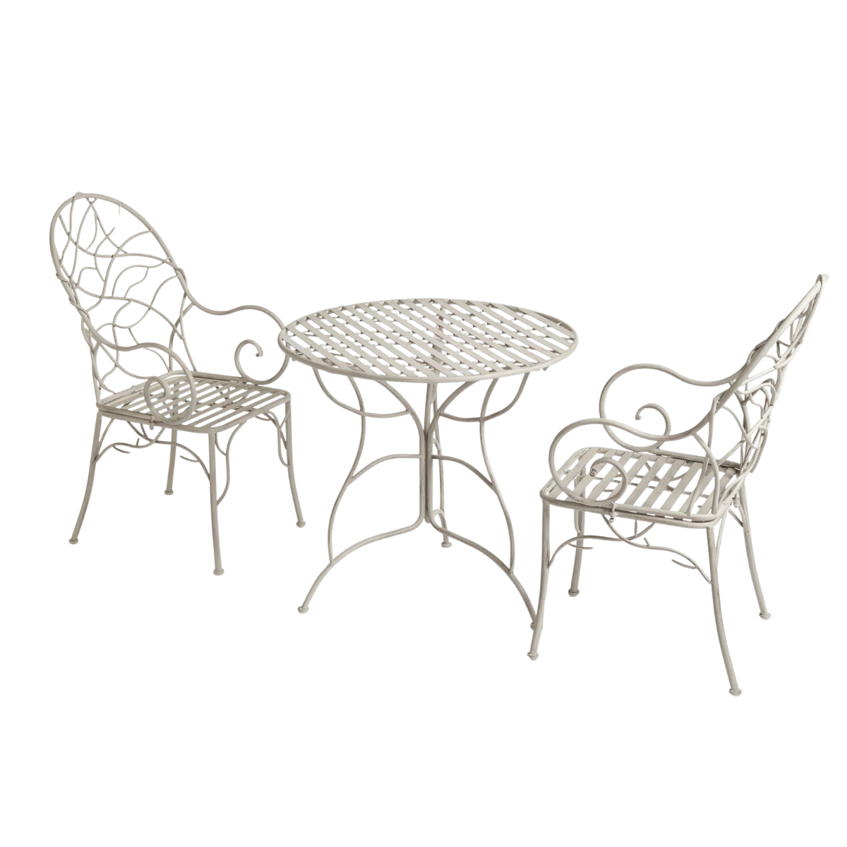 an off white iron bistro dining set
