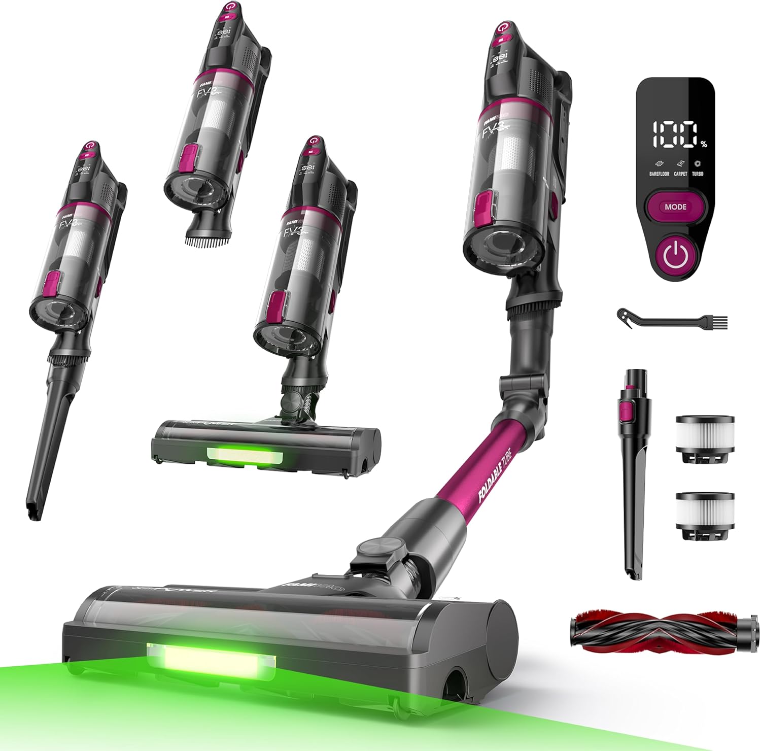 FAMIVAC FV3 Cordless Vacuum Cleaner pictured with designs