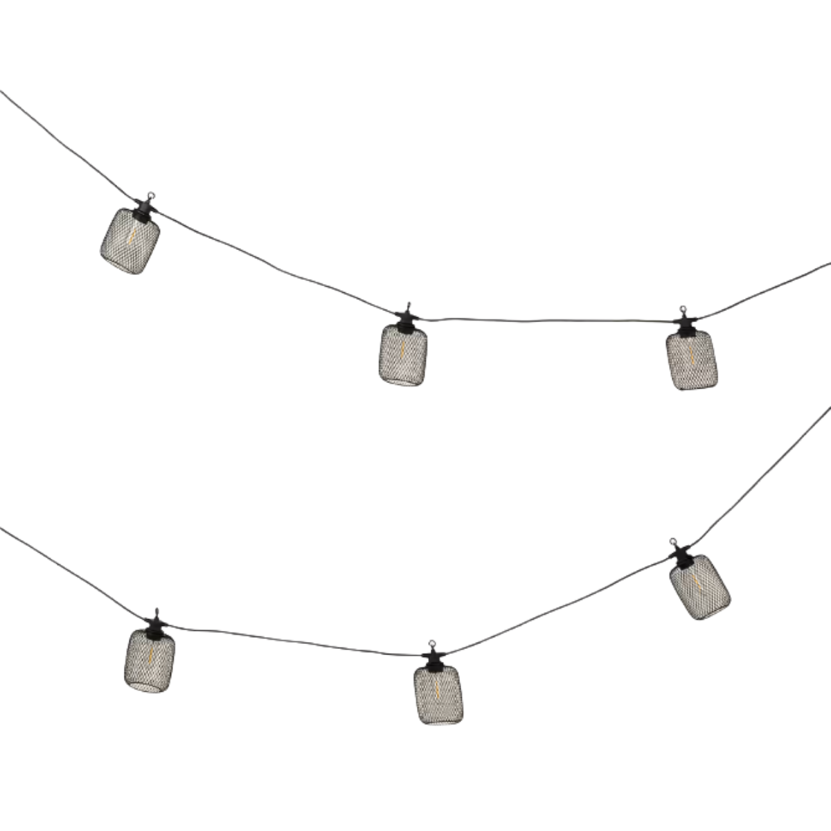 caged cylinder solar festoon lights