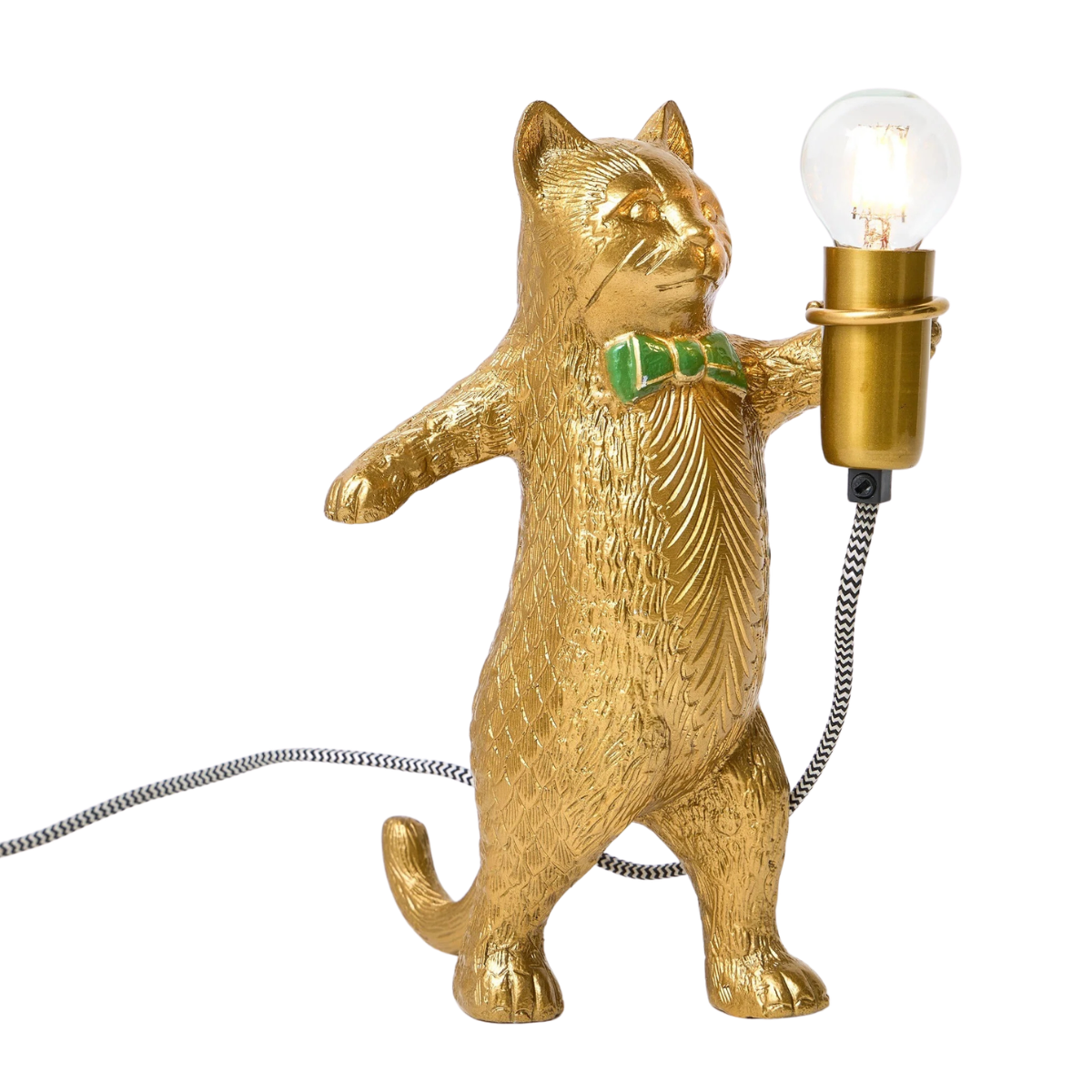 a gold cat table lamp