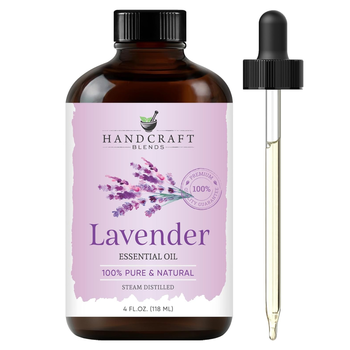 a bottle of pure lavender essential oil