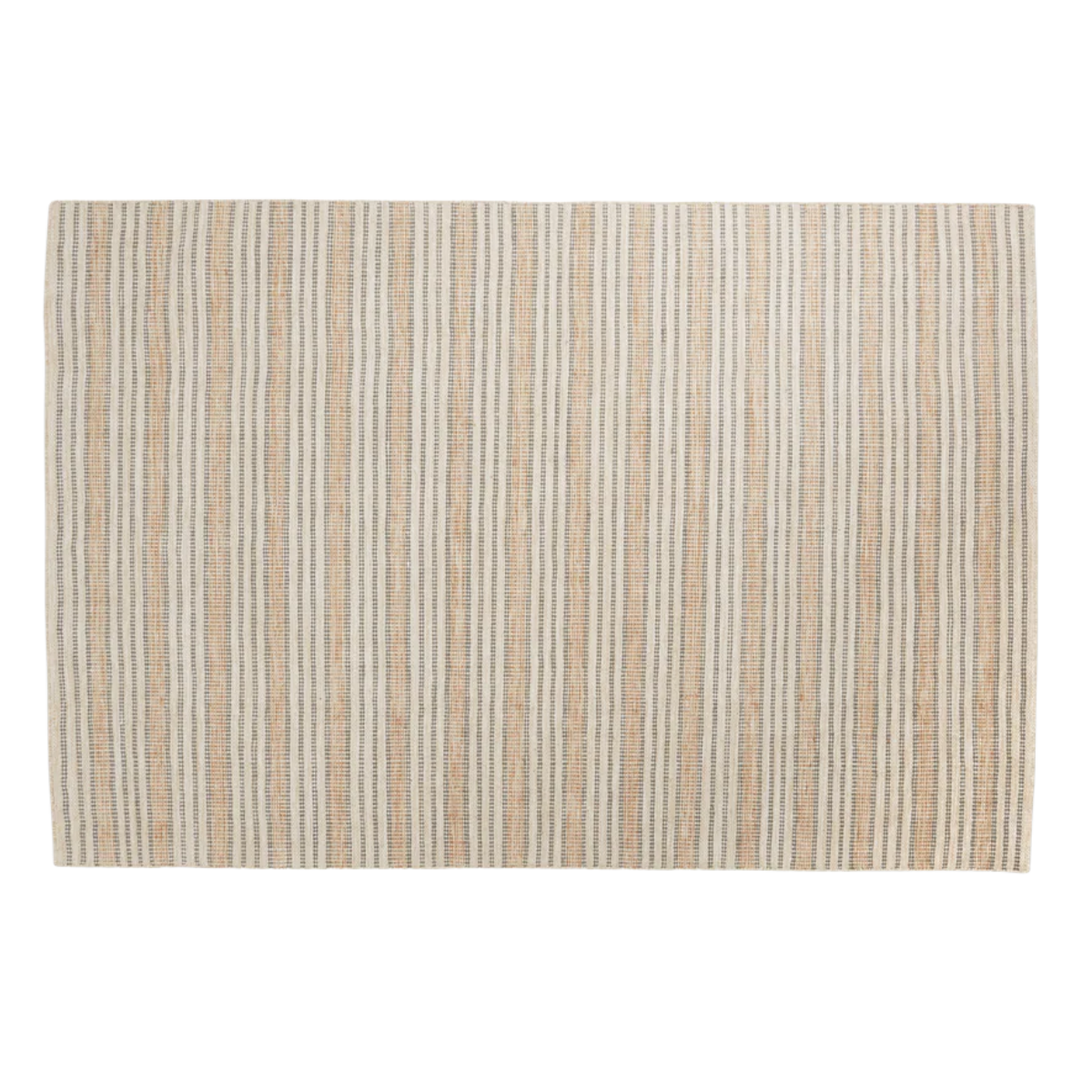 a neutral striped jute rug
