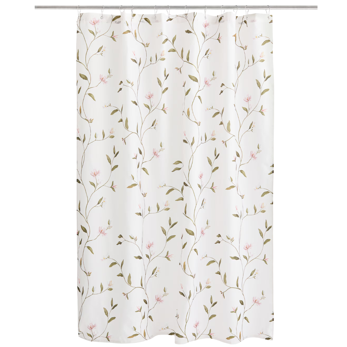 pink and green and white floral shower curtain
