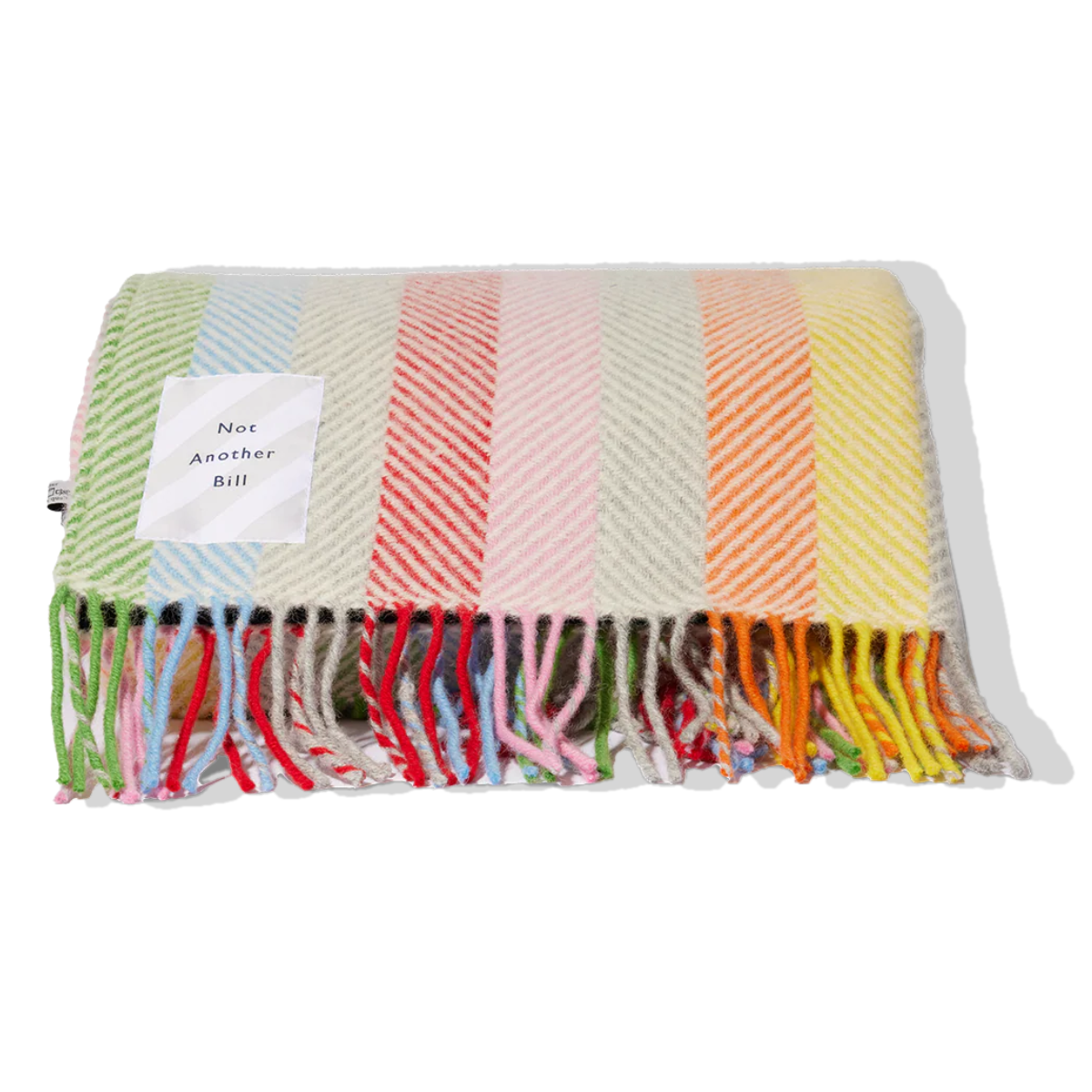 a colourful striped wool tweed picnic blanket