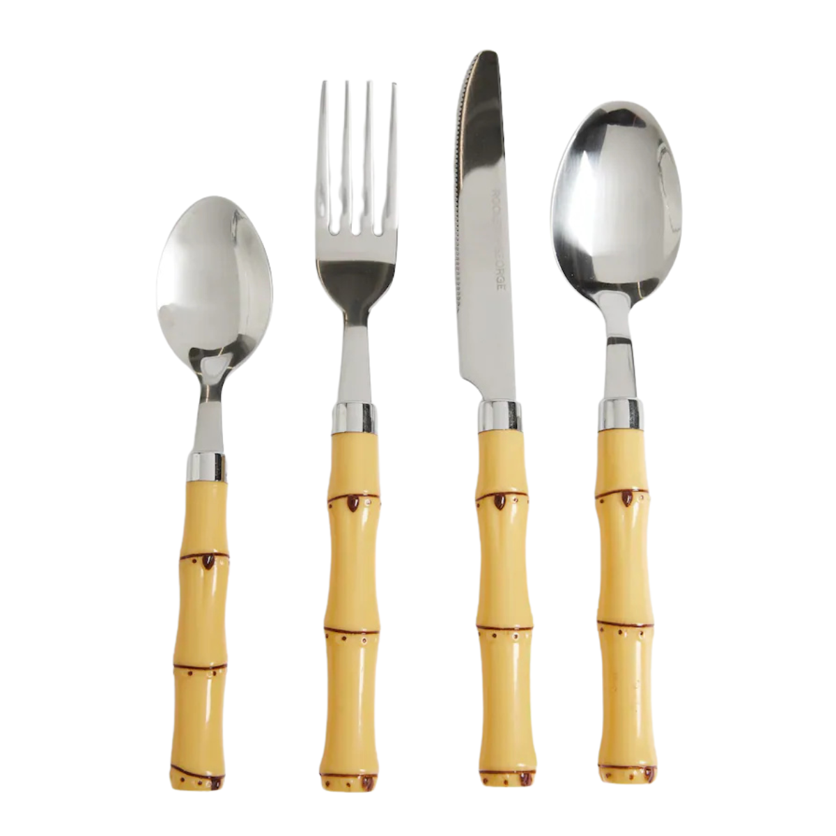 a set of 4 cutlery with bamboo handles