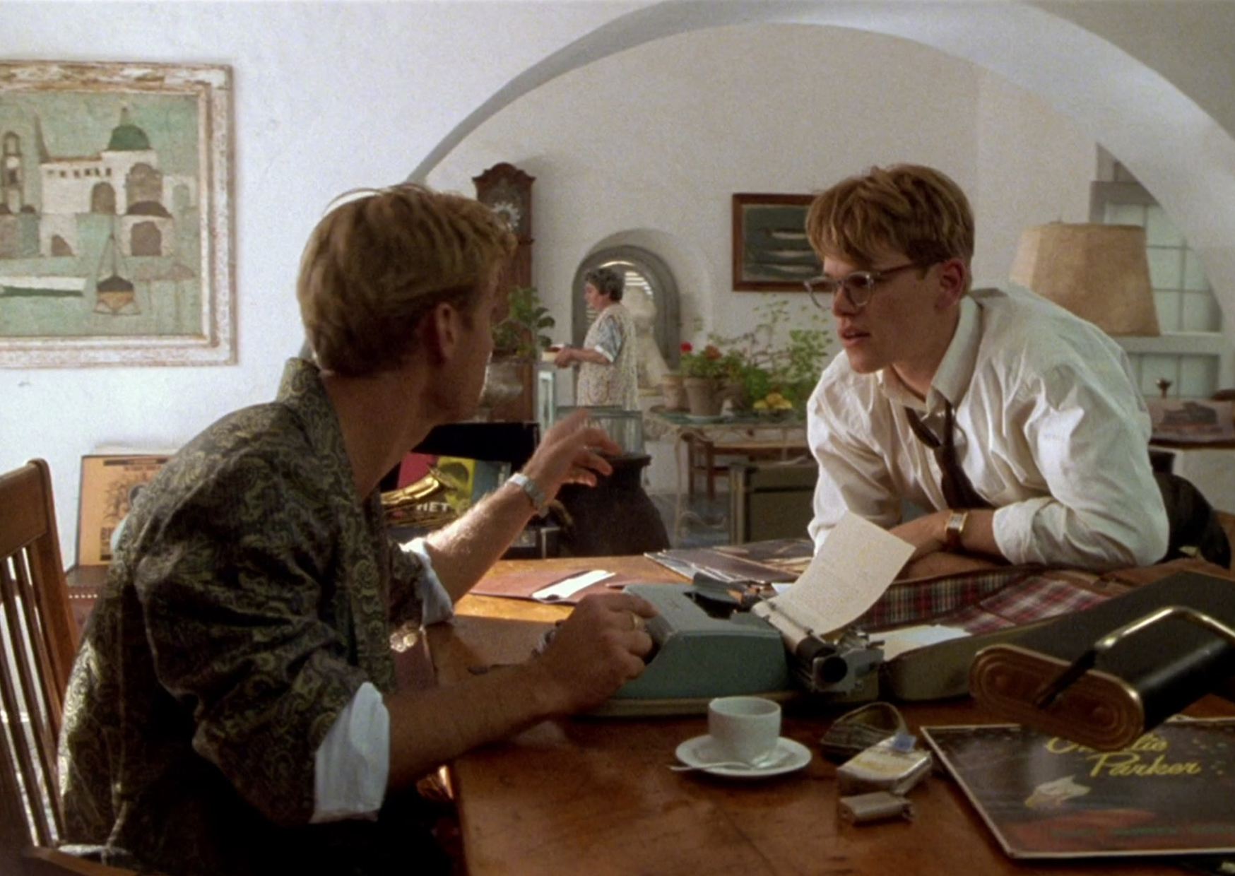 scene in the dining room of the talented mr ripley with matt damon