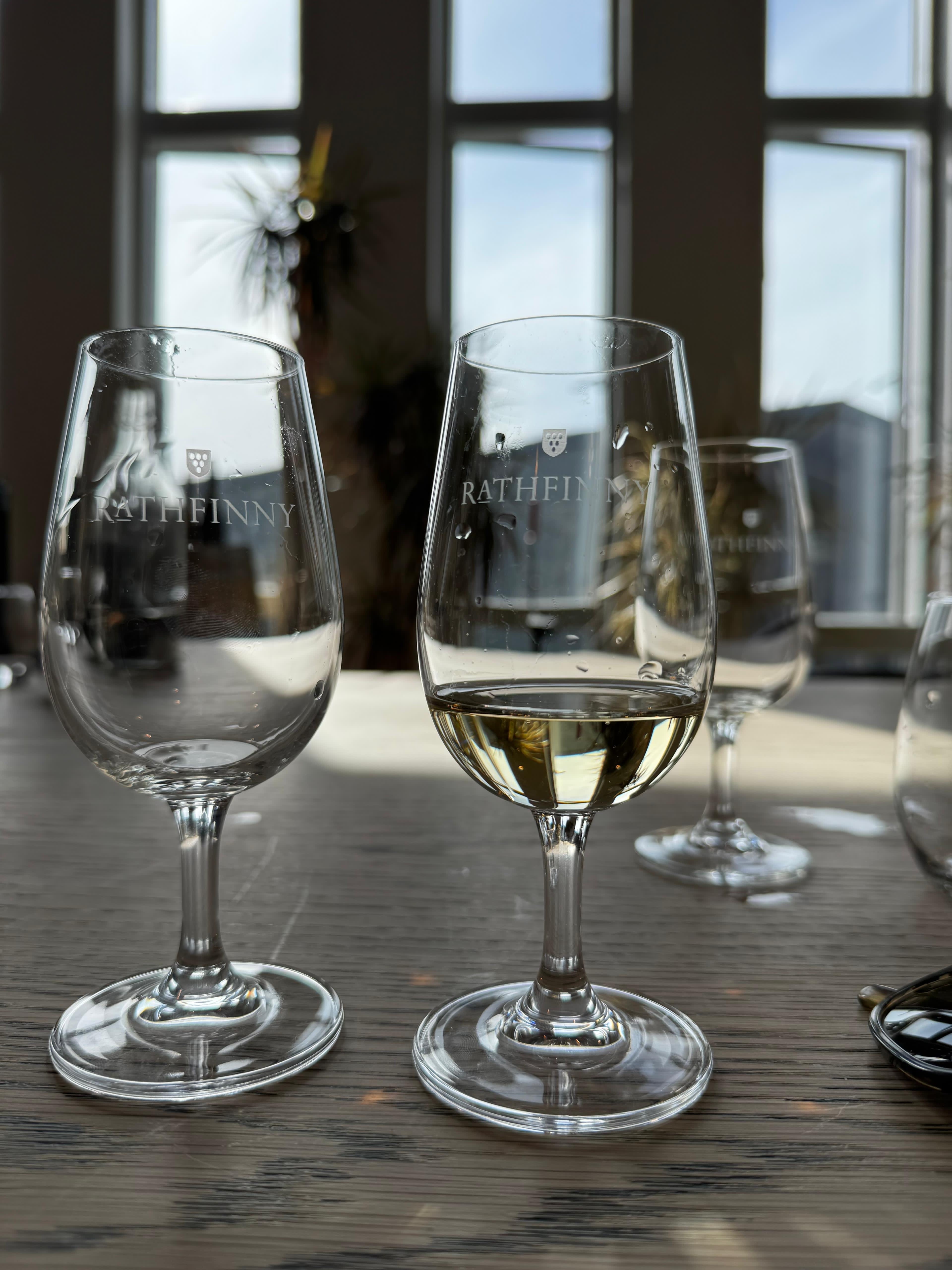 Tasting glasses of Rathfinney at Rathfinney Vineyard