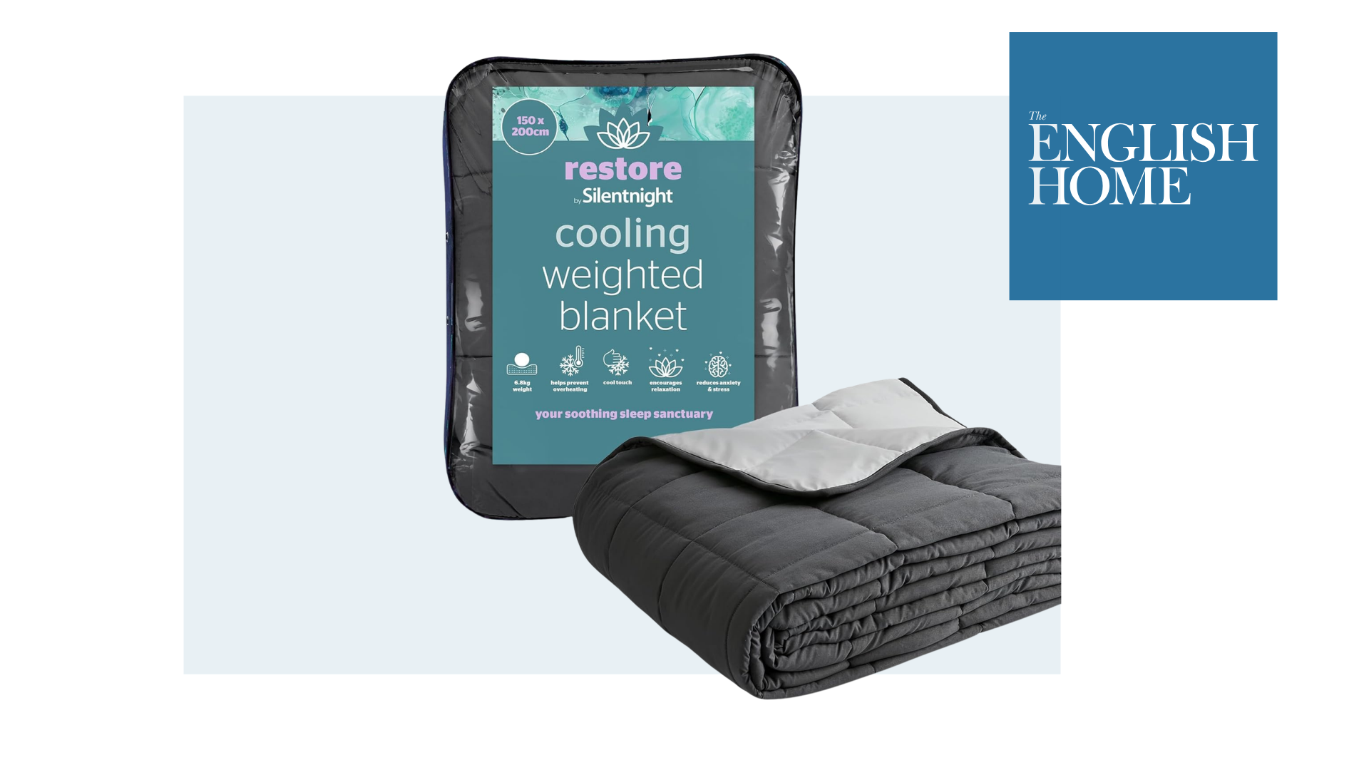 Silentnight Restore Cooling Weighted Blanket with English Home logo