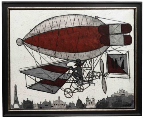no-7-red-biplane-framed