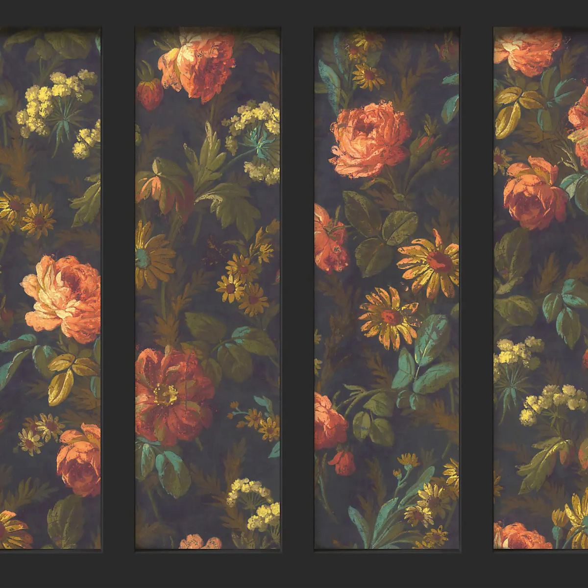 dark floral wall mural wallpaper from dunelm