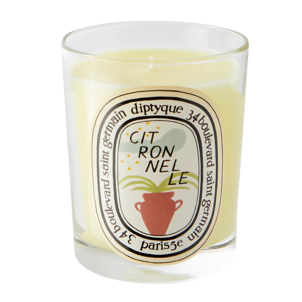 a glass citronelle candle