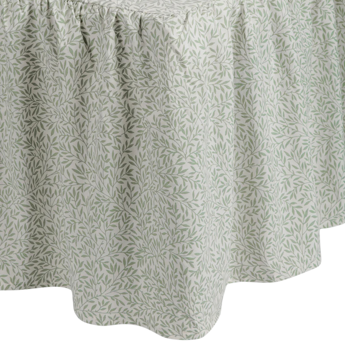 green cotton botanical print bed valance sheet