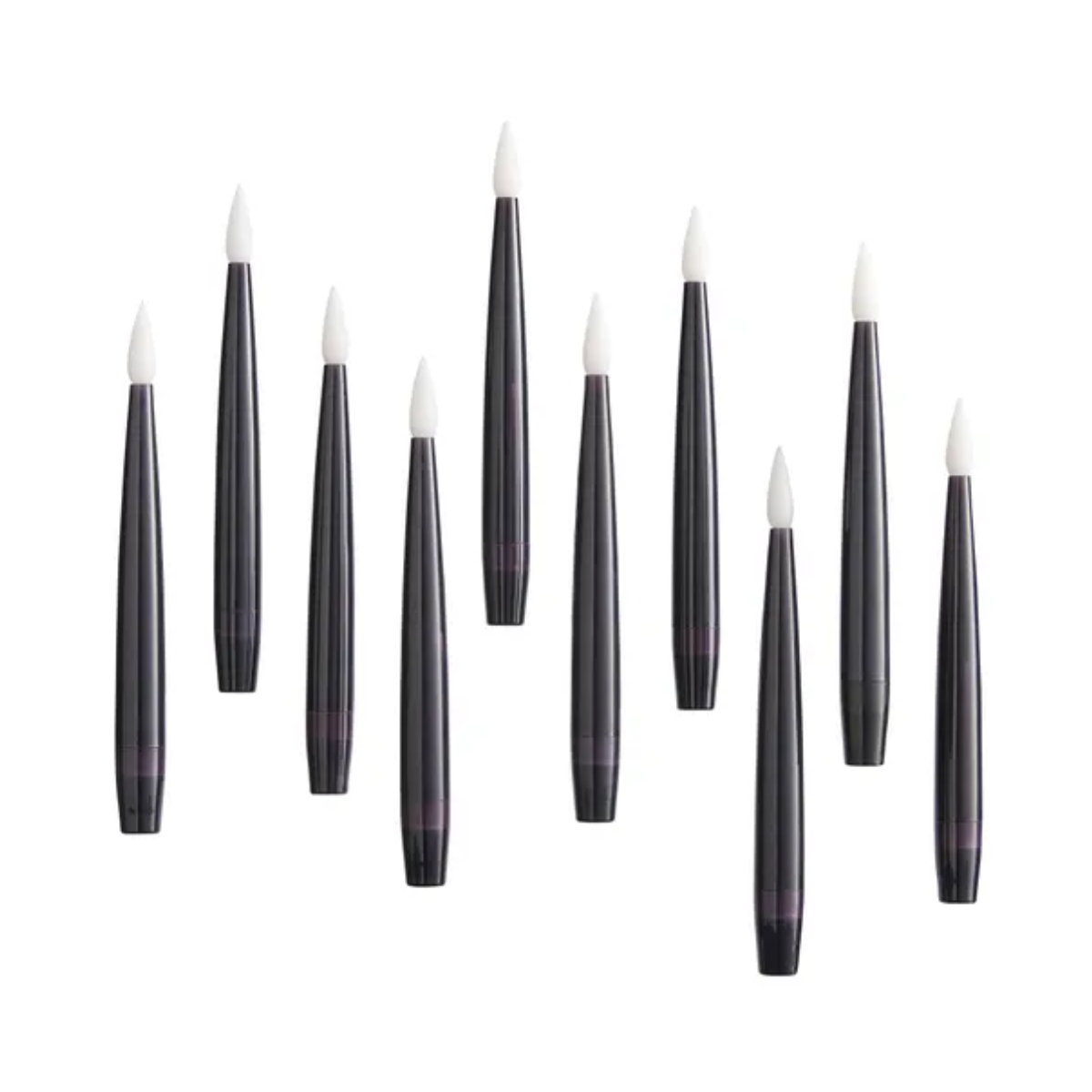 10 black led tapered candles