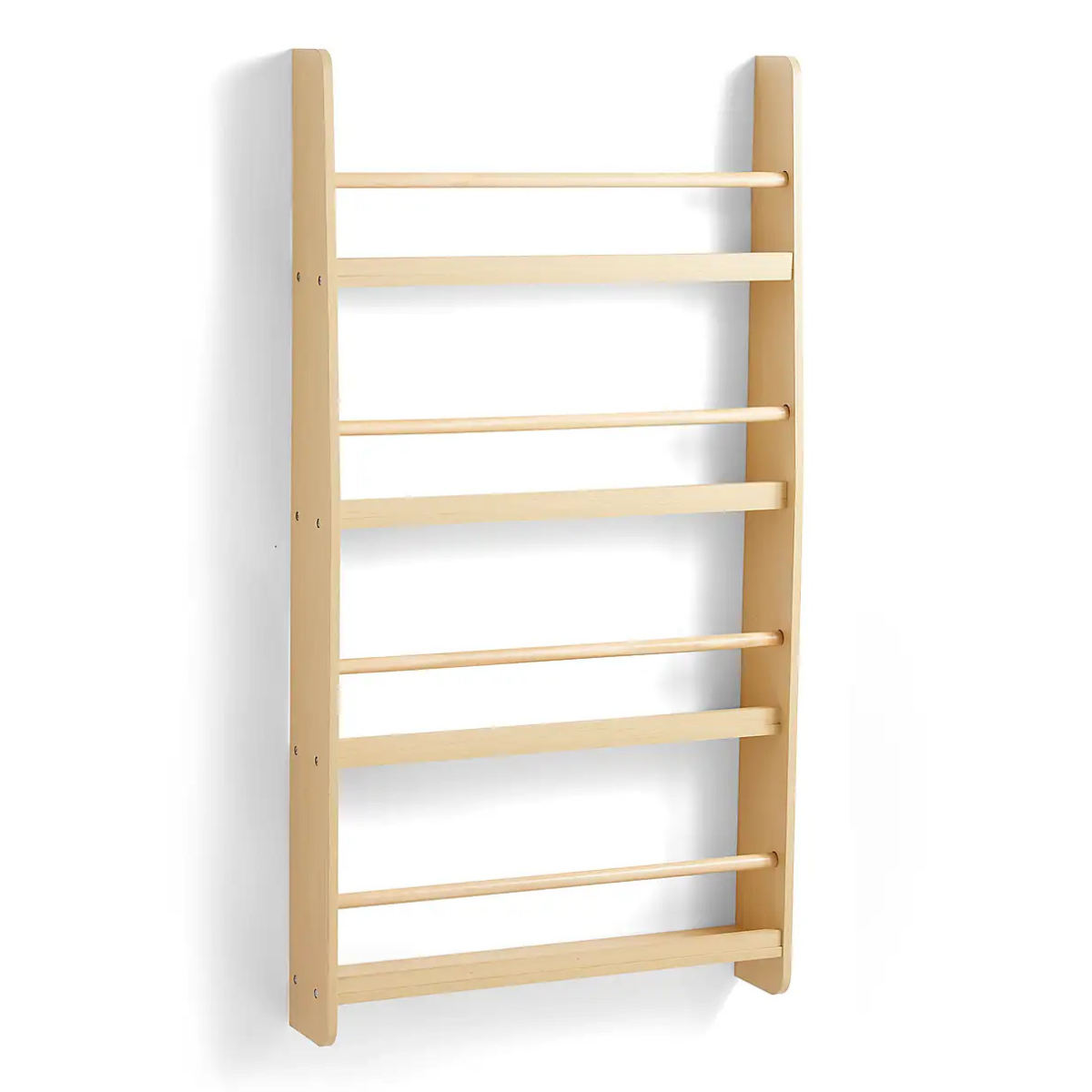 a wooden book shelf unit