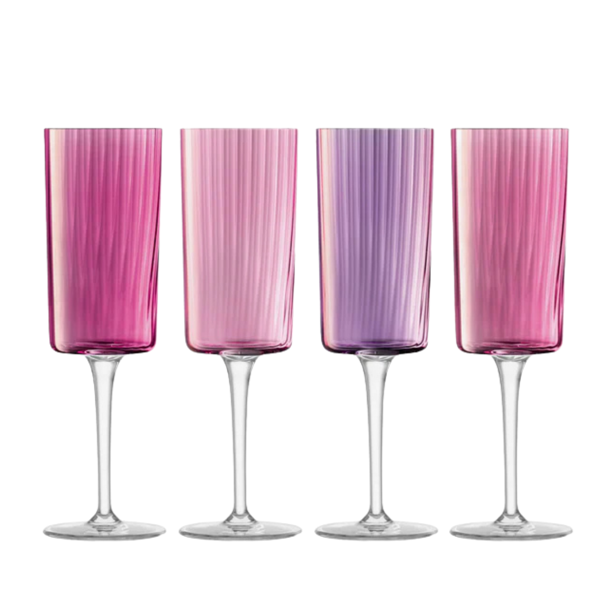 set of 4 pink champagne flutes