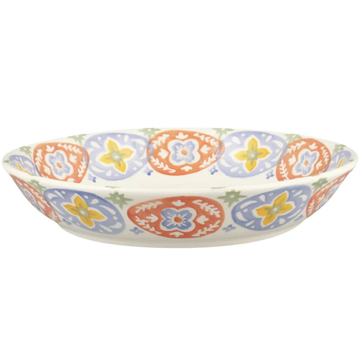 a dinner bowl with easter egg print around the border