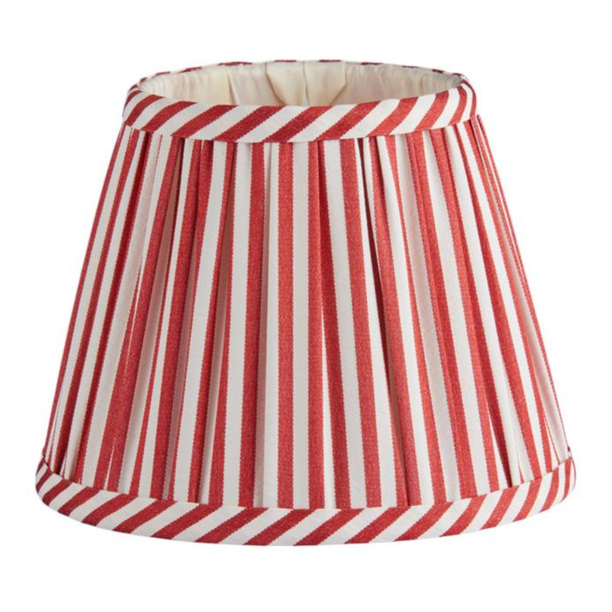 a red and white stripe pleated lampshade