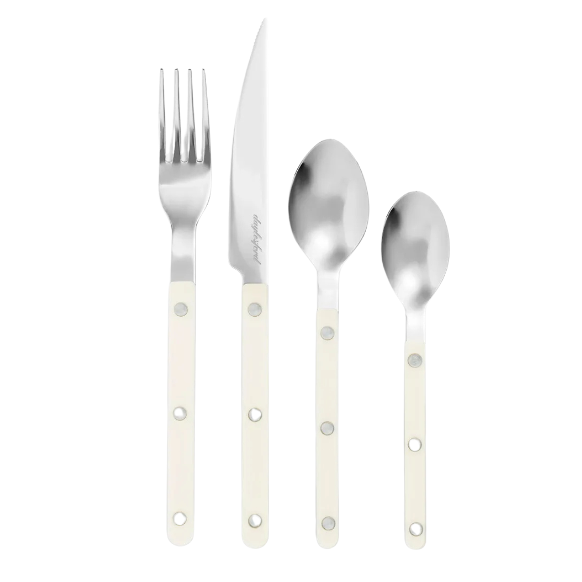 set of 4 cutlery with white handles