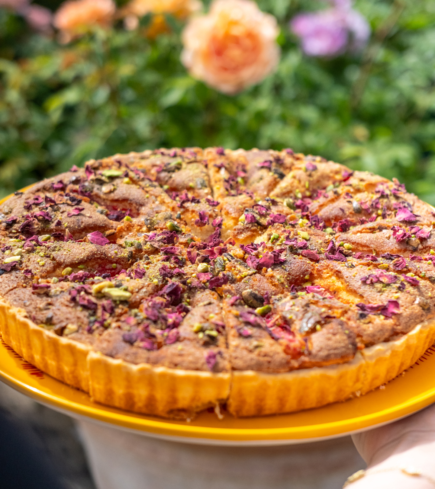 burford garden company rose and poached pear cake