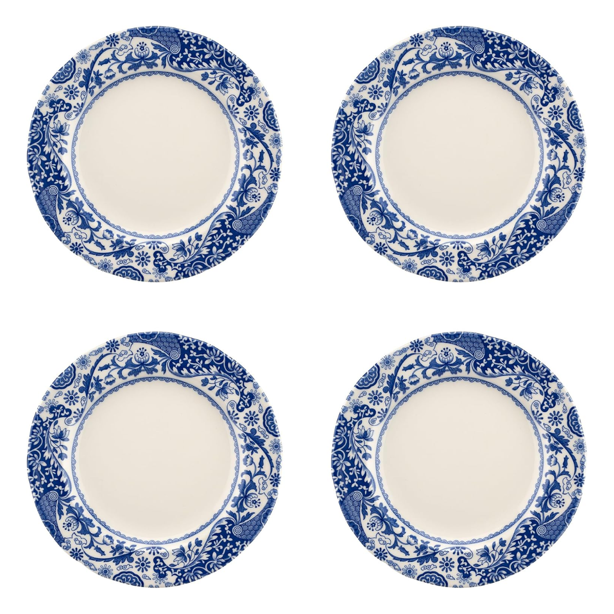 set of 4 blue and white spode dinner plates