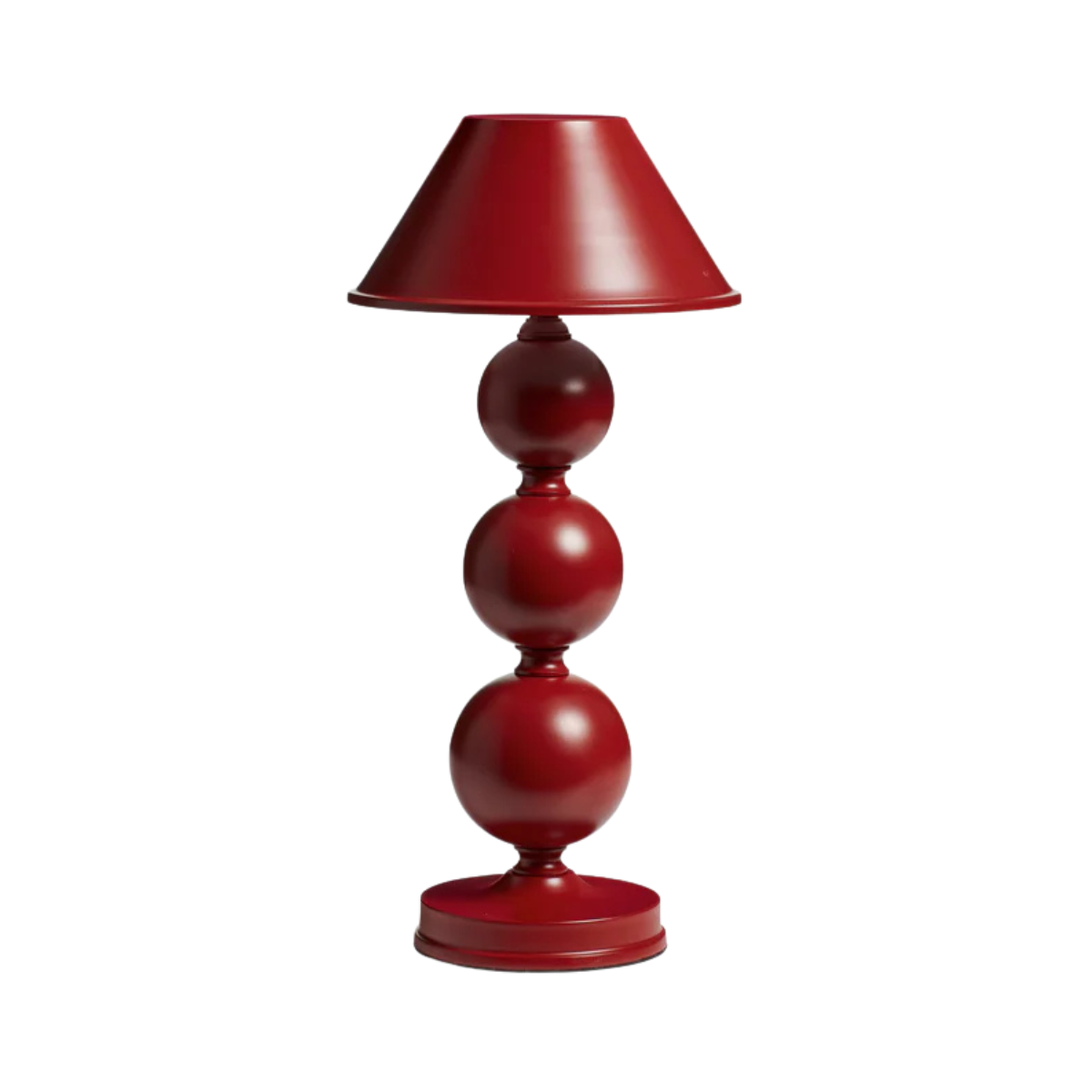 a deep red bobbin style wireless lamp