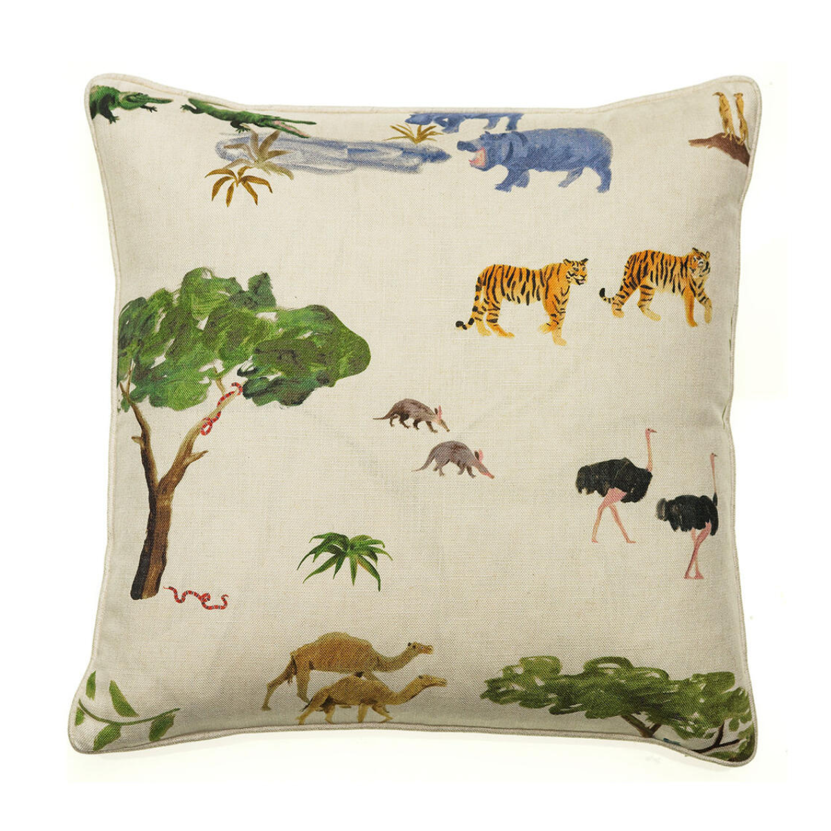 WATERCOLOUR SAFARI PRINT CUSHION