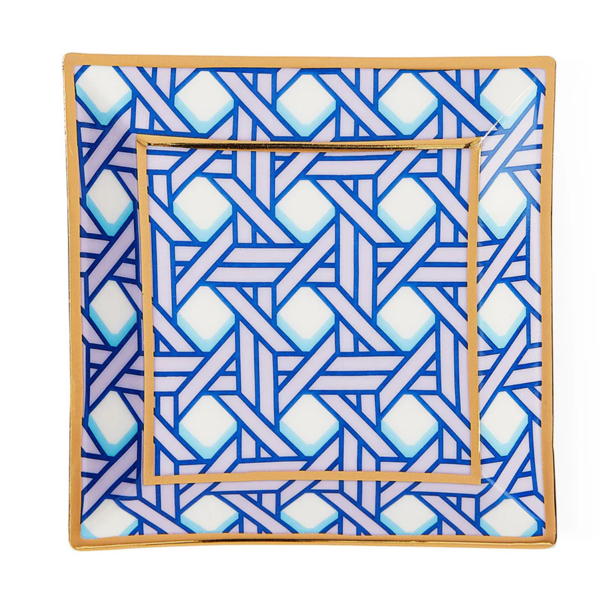 blue checkered trinket tray